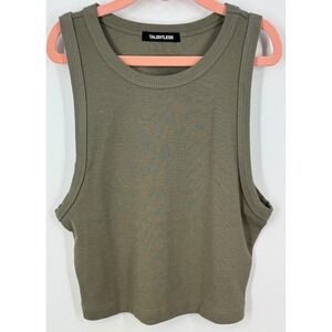 Talentless Olive Green Ribbed Stretch Tank Top Modal Blend Size S Minimalist
